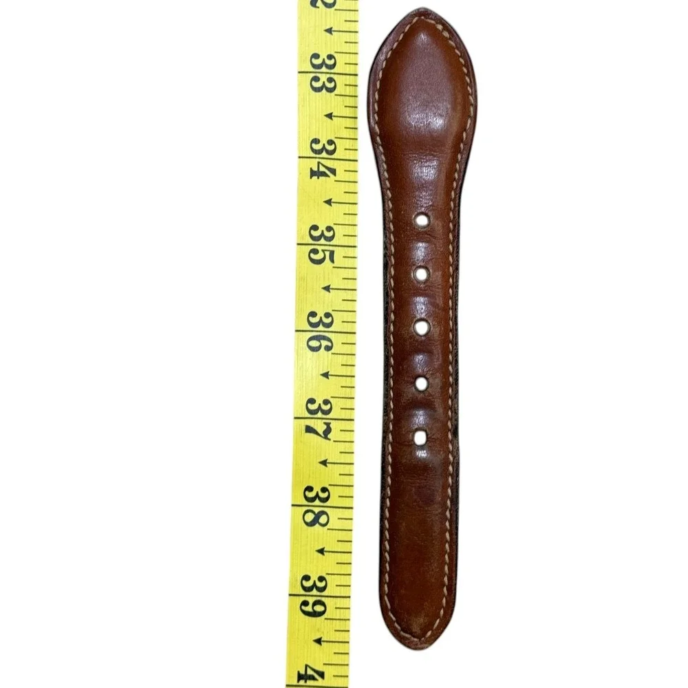 VTG Club Room Canvas Leather Belt Mens 38 Green Brass Preppy England USA‎